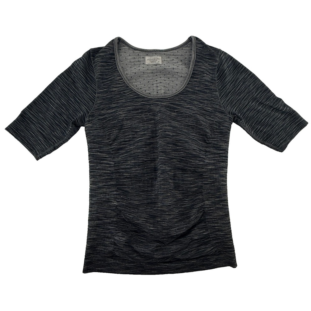 Athleta Radiance Tee Womens Medium Gray Space Dye Athletic Stretch Scoop top